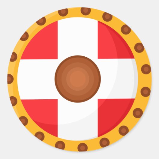 Viking Shield Cartoon Illustratie Ronde Sticker (Voorkant)