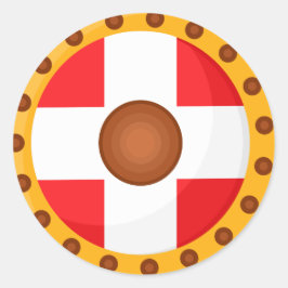 Viking Shield Cartoon Illustratie Ronde Sticker