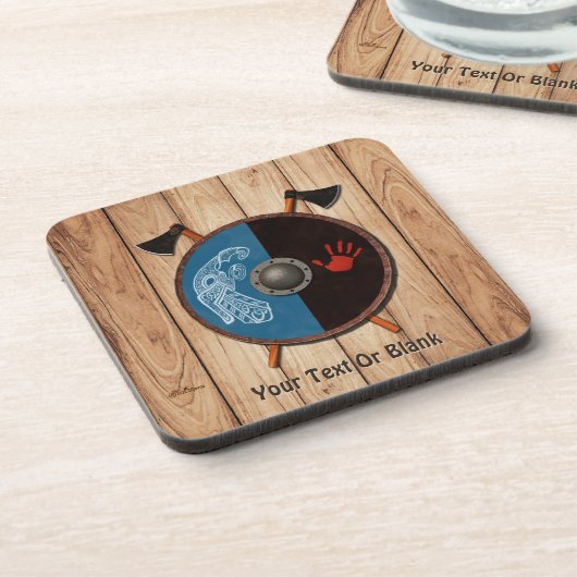 Viking Shield en bijlen Bier Onderzetter (Linkerzijde)