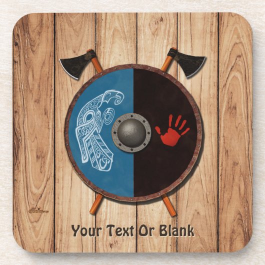 Viking Shield en bijlen Bier Onderzetter (Voorkant)