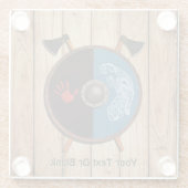 Viking Shield en bijlen Glazen Onderzetter (Achterkant)