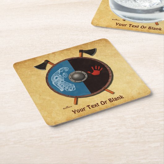 Viking Shield en bijlen Kartonnen Onderzetters (Schuin)