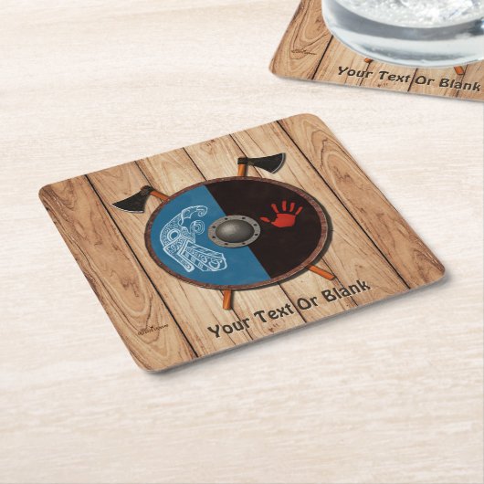 Viking Shield en bijlen Kartonnen Onderzetters (Schuin)