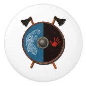 Viking Shield en bijlen Keramische Knop (Voorkant)