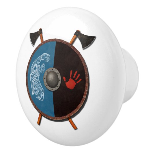 Viking Shield en bijlen Keramische Knop (Rechts)