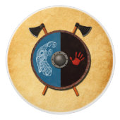 Viking Shield en bijlen Keramische Knop (Voorkant)