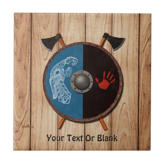 Viking Shield en bijlen Tegeltje (Voorkant)