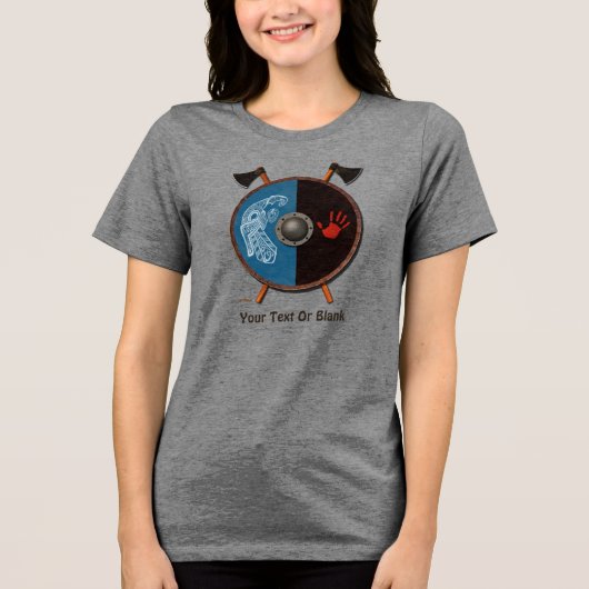 Viking Shield en bijlen Tri-Blend Shirt (Voorkant)