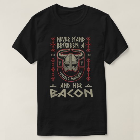 Viking Shield Maiden Bacon Lover Norse Pork Belly T-shirt (Design voorkant)