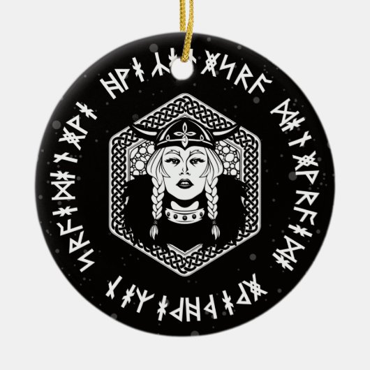 Viking Shield Maiden Celtic Warrior Keramisch Ornament (Voorkant)