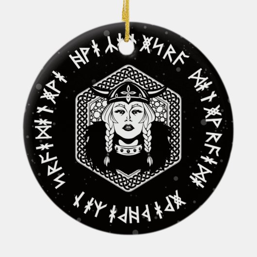 Viking Shield Maiden Celtic Warrior Keramisch Ornament (Achterkant)