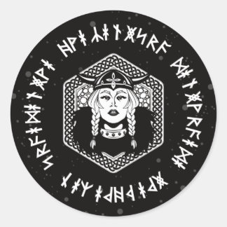 Viking Shield Maiden Celtic Warrior Ronde Sticker