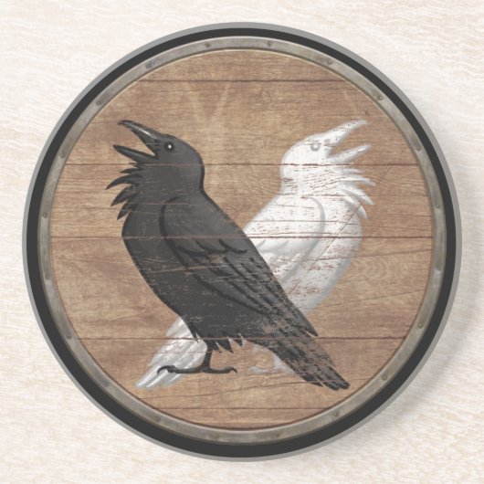 Viking Shield - Odin's Ravens Zandsteen Onderzetter (Voorkant)