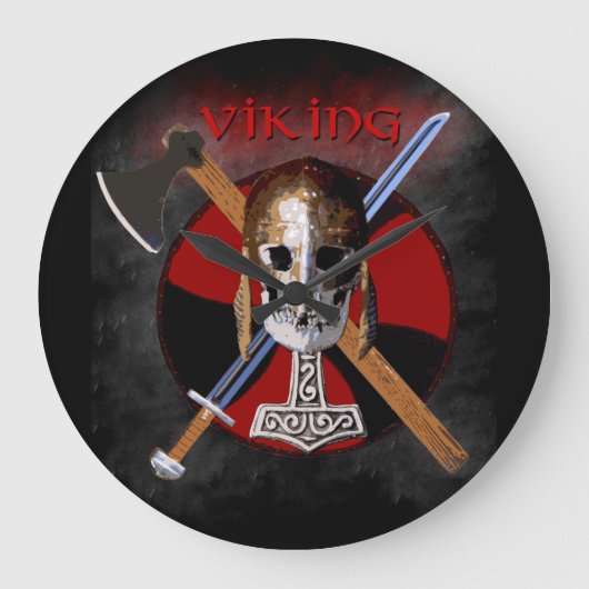VIKING – Shield Skull Clock Grote Klok (Voorkant)