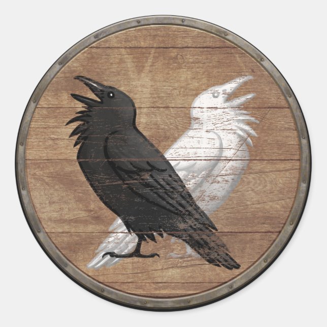 Viking Shield Sticker - Odin's Ravens (Voorkant)