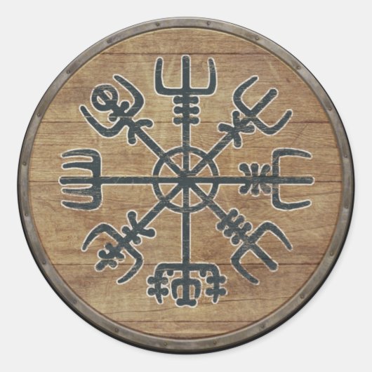 Viking Shield - Vegvísir Ronde Sticker (Voorkant)