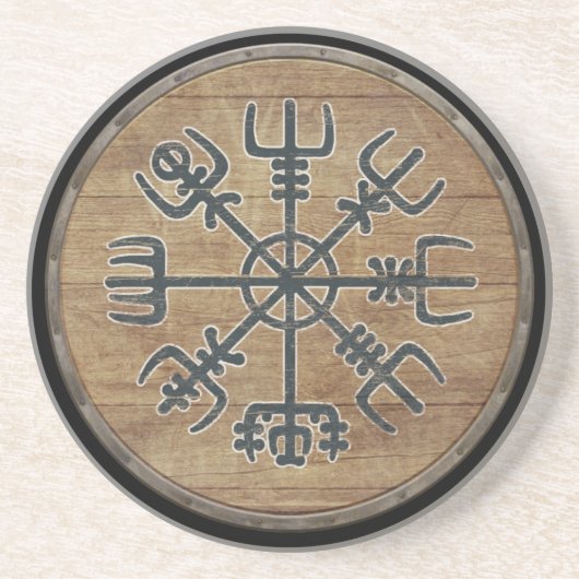 Viking Shield - Vegvísir Zandsteen Onderzetter (Voorkant)