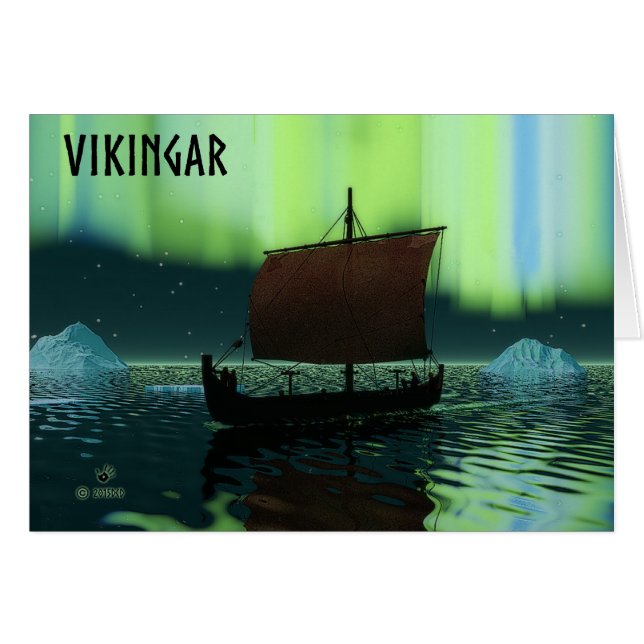 Viking Ship and Northern Lights (Voorkant Horizontaal)
