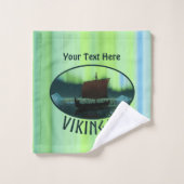 Viking Ship and Northern Lights Bad Handdoek (Wasdoekje)