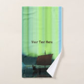 Viking Ship and Northern Lights Bad Handdoek (Handdoek)