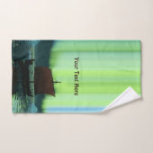 Viking Ship and Northern Lights Bad Handdoek (Handdoek)