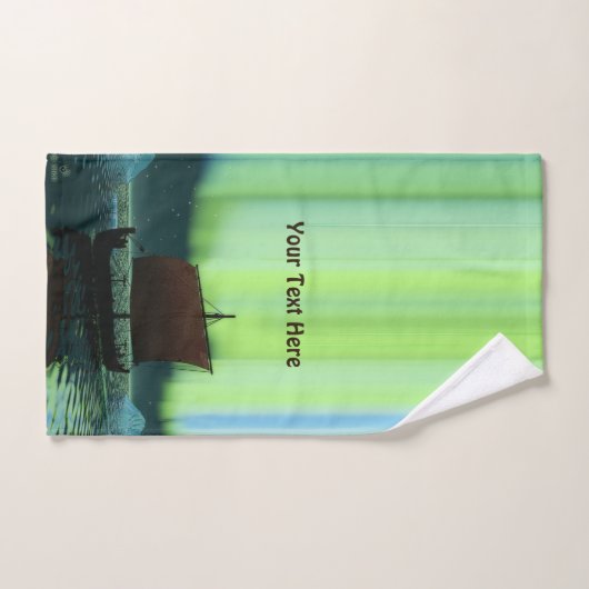 Viking Ship and Northern Lights Bad Handdoek (Handdoek)