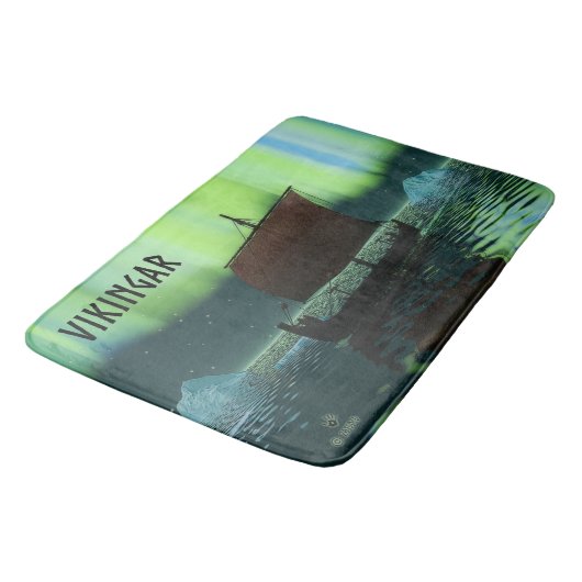 Viking Ship and Northern Lights Badmat (Gekanteld)