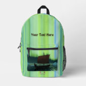 Viking Ship and Northern Lights Bedrukte Rugzak (Voorkant)