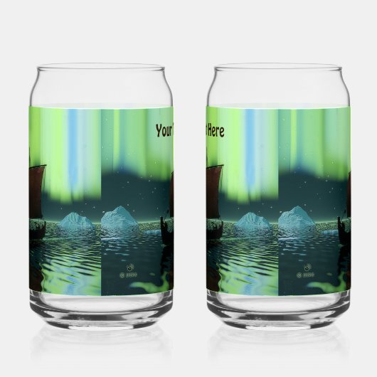 Viking Ship and Northern Lights Blikvorm Glas (Rechts)