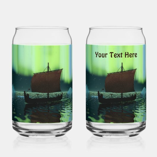 Viking Ship and Northern Lights Blikvorm Glas (Achterkant)