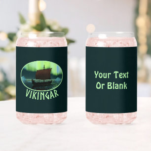 Viking Ship and Northern Lights Blikvorm Glas