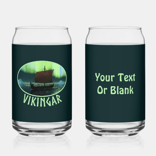 Viking Ship and Northern Lights Blikvorm Glas (Voorkant)