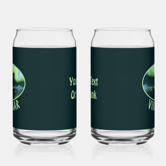 Viking Ship and Northern Lights Blikvorm Glas (Links)