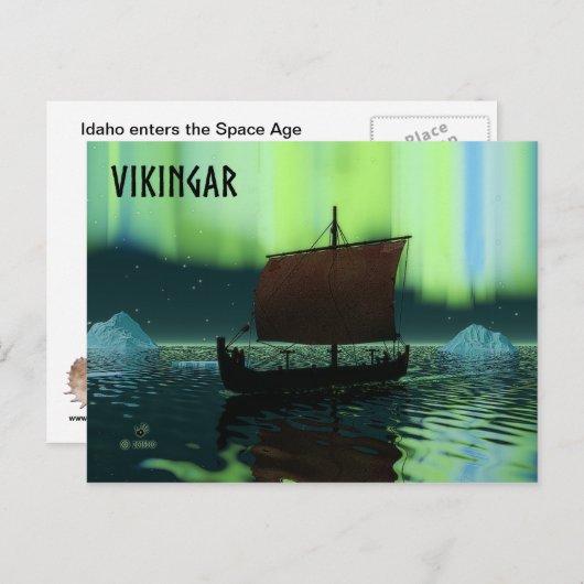 Viking Ship and Northern Lights Briefkaart (Voorkant / Achterkant)