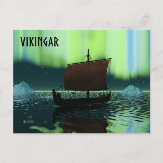 Viking Ship and Northern Lights Briefkaart (Voorkant)