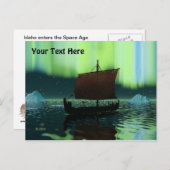 Viking Ship and Northern Lights Briefkaart (Voorkant / Achterkant)