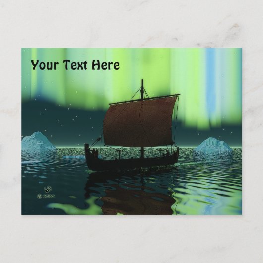 Viking Ship and Northern Lights Briefkaart (Voorkant)