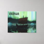 Viking Ship and Northern Lights Canvas Afdruk (Voorkant)