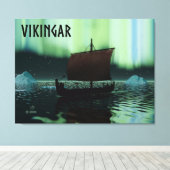 Viking Ship and Northern Lights Canvas Afdruk (Insitu (Houten vloer))