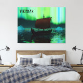 Viking Ship and Northern Lights Canvas Afdruk (Insitu (Slaapkamer))