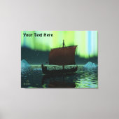 Viking Ship and Northern Lights Canvas Afdruk (Voorkant)