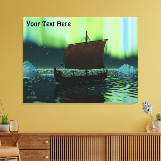 Viking Ship and Northern Lights Canvas Afdruk (Insitu (Woonkamer))