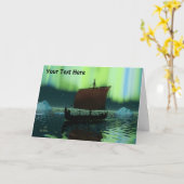 Viking Ship and Northern Lights Card Kaart (Gele Bloem)