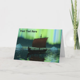 Viking Ship and Northern Lights Card Kaart