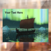 Viking Ship and Northern Lights Card Raamsticker (Vel 2)