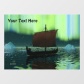 Viking Ship and Northern Lights Card Raamsticker (Vel)