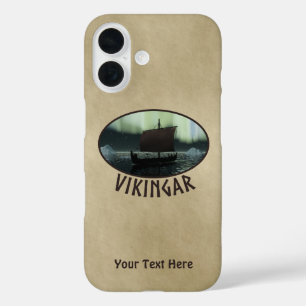 Viking Ship and Northern Lights iPhone 16 Hoesje