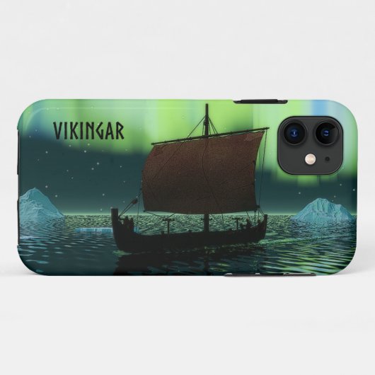 Viking Ship and Northern Lights Case-Mate iPhone Case (Achterkant (horizontaal))