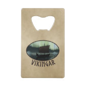 Viking Ship and Northern Lights Creditkaart Flessenopener (Achterkant)