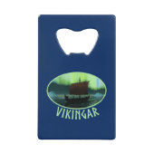 Viking Ship and Northern Lights Creditkaart Flessenopener (Voorkant)